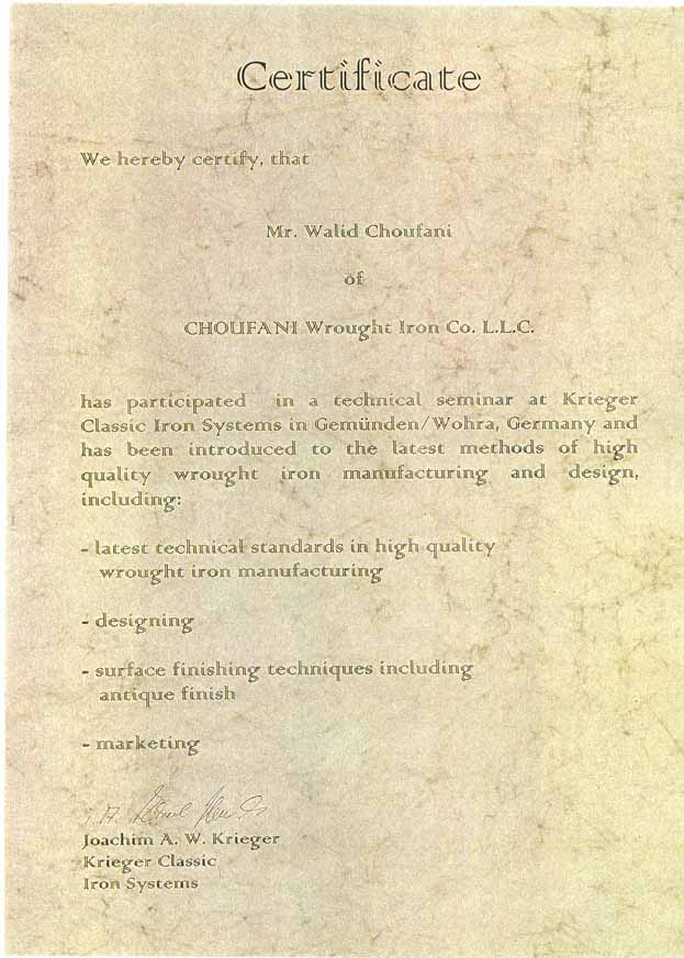 Krieger's Certificate of Participation