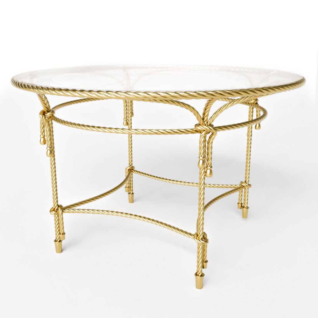 Side view of round luxurious entrance table